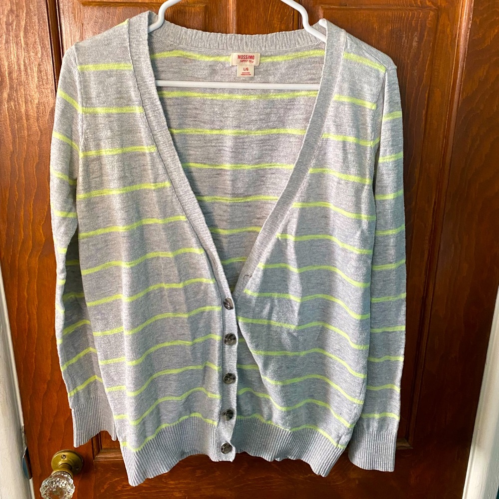 Mossimo button-up cardigan - gray & yellow - L